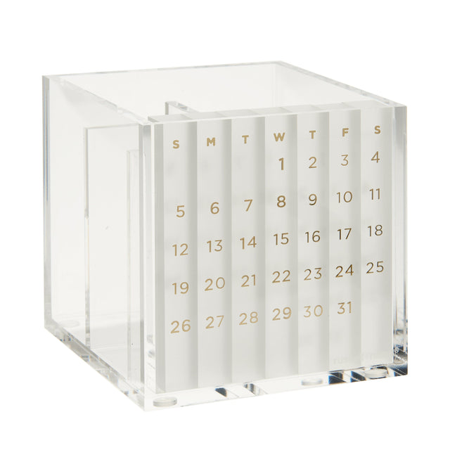 Russell+Hazel clear acrylic perpetual calendar and pen holder