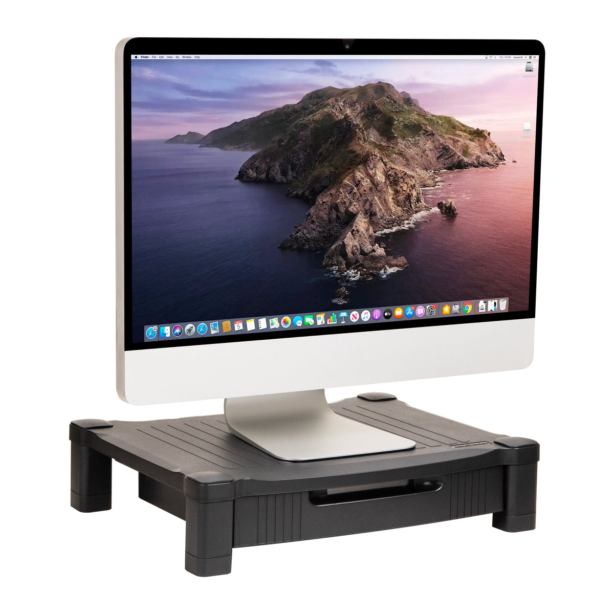 Mind Reader Anchor Monitor Stand with Storage Drawer, Black - view 2
