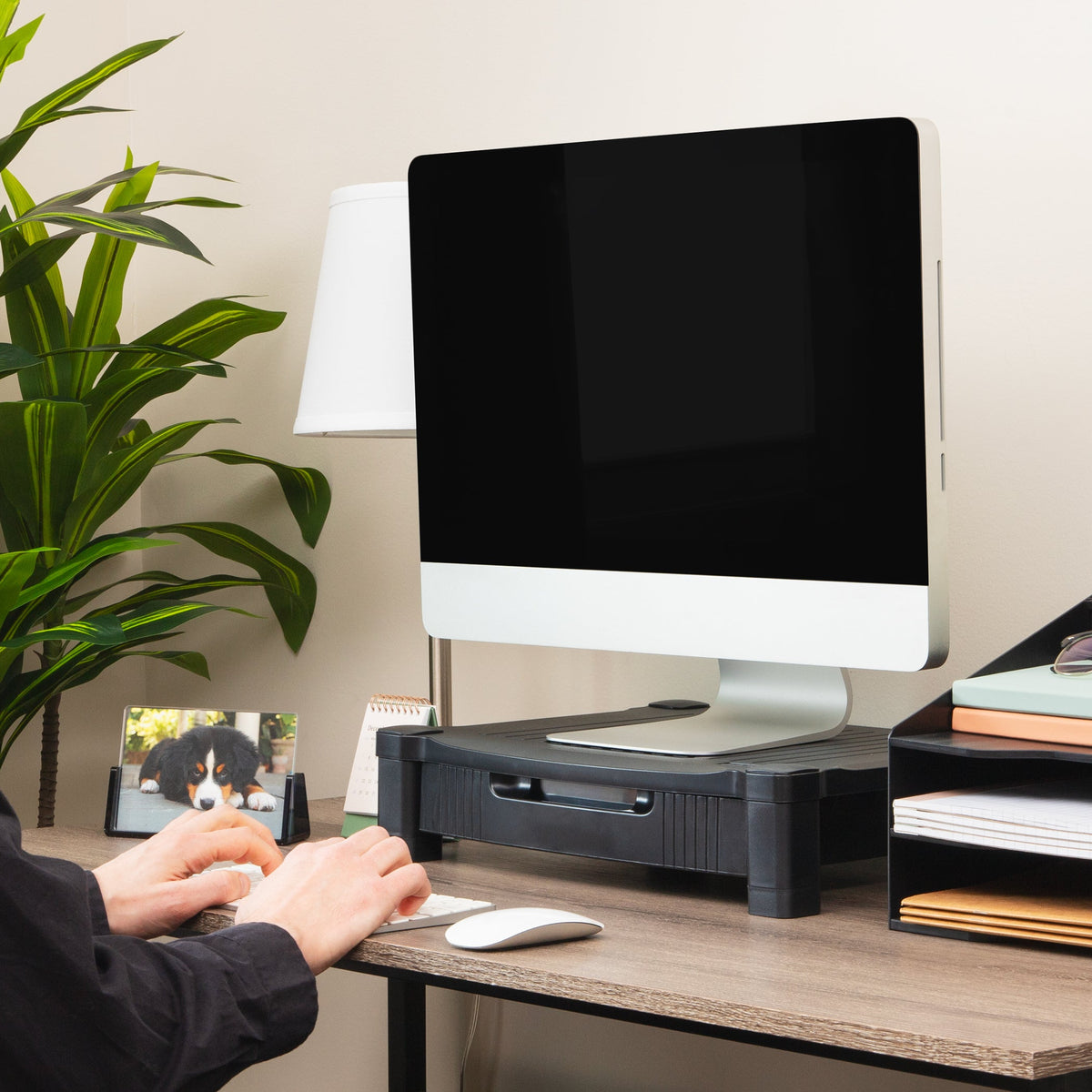 Mind Reader Anchor Monitor Stand with Storage Drawer, Black - view 3