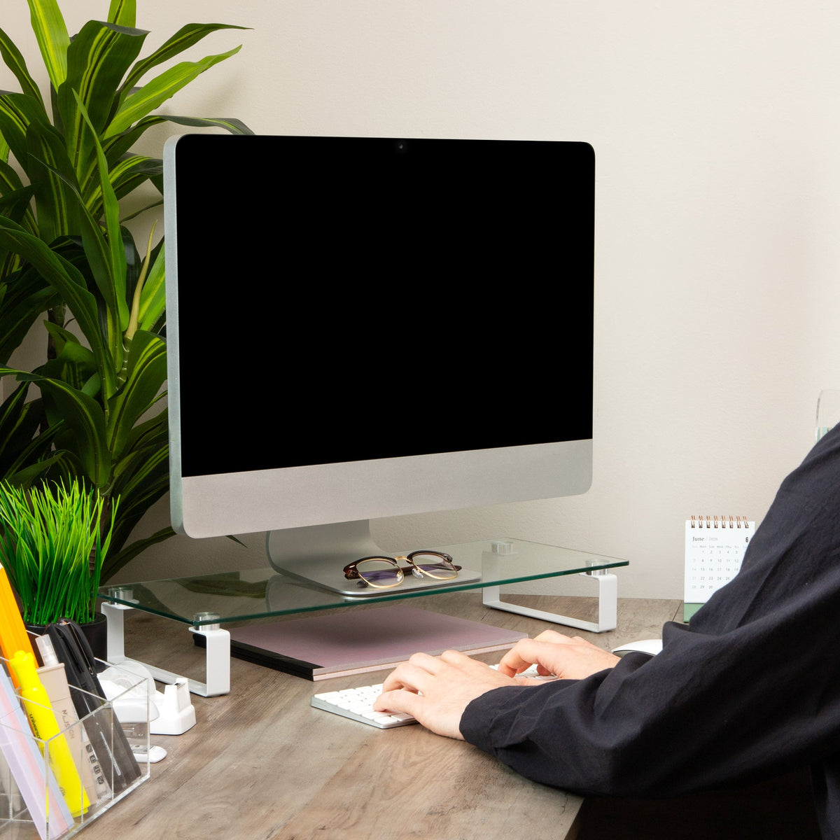 Mind Reader Glass Monitor Stand, Clear - view 4