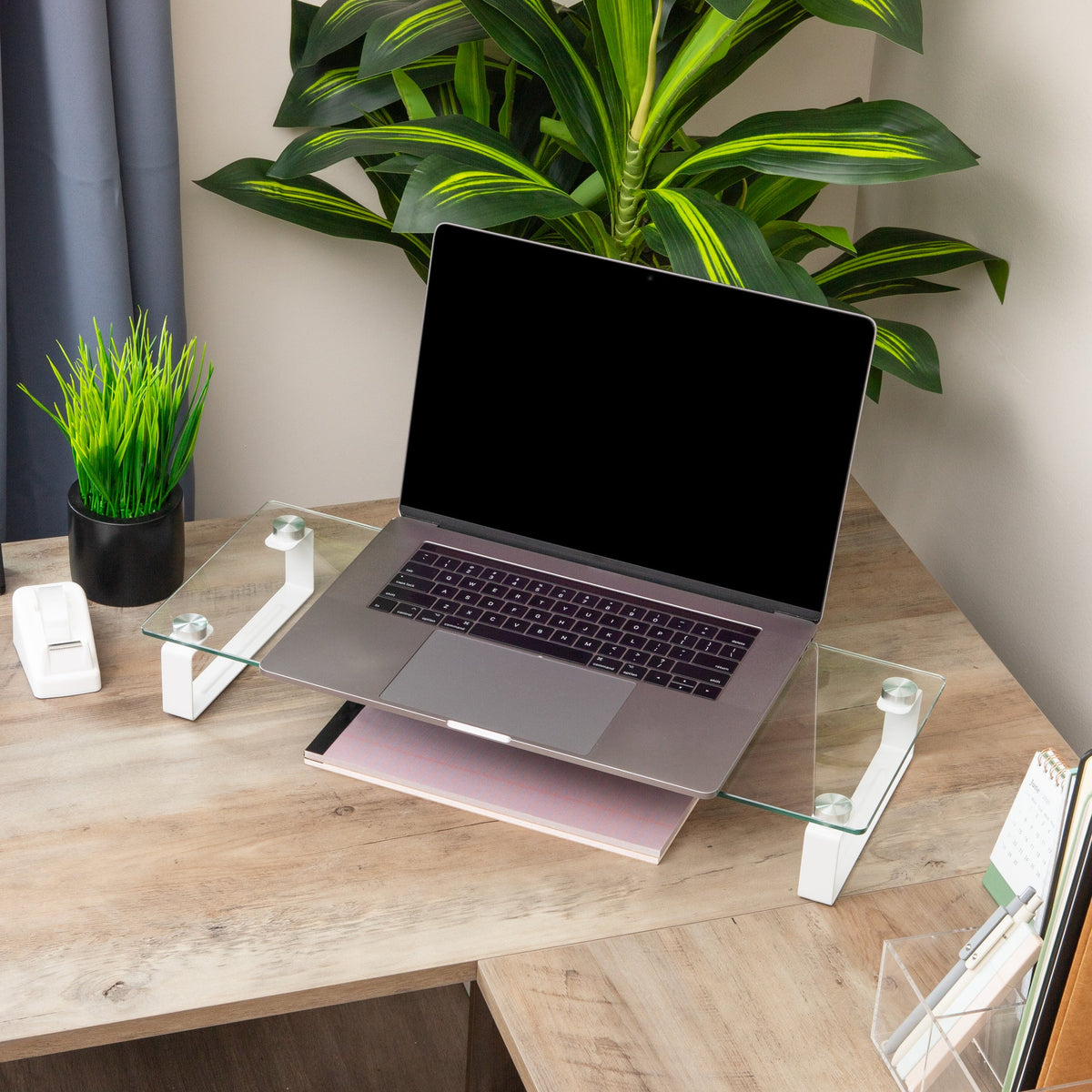Mind Reader Glass Monitor Stand, Clear - view 3