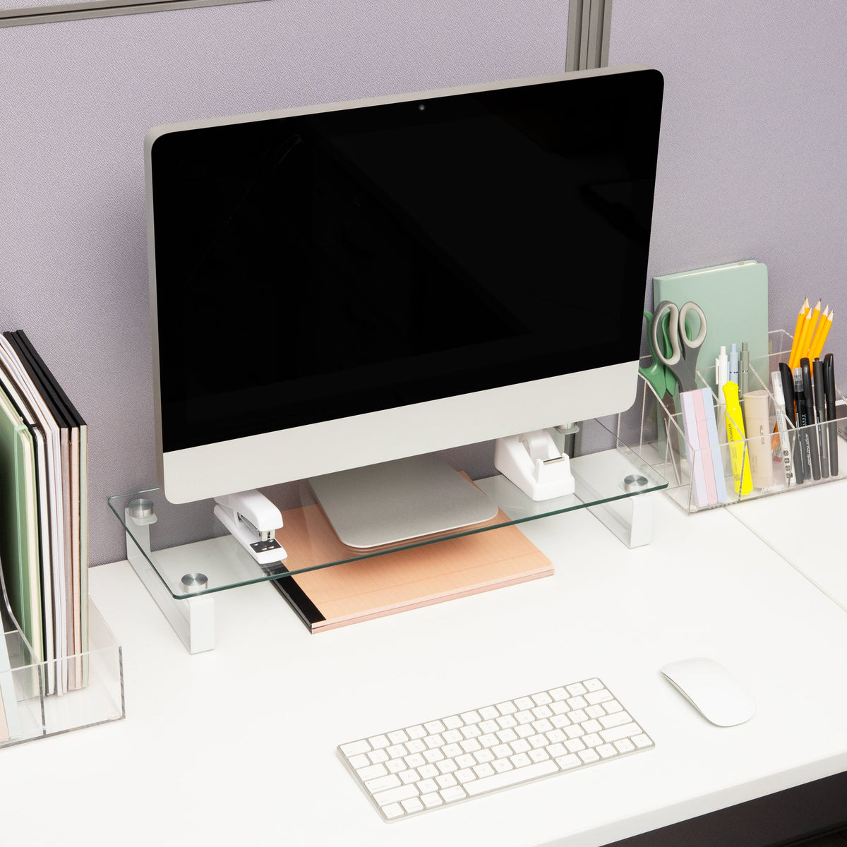 Mind Reader Glass Monitor Stand, Clear - view 5