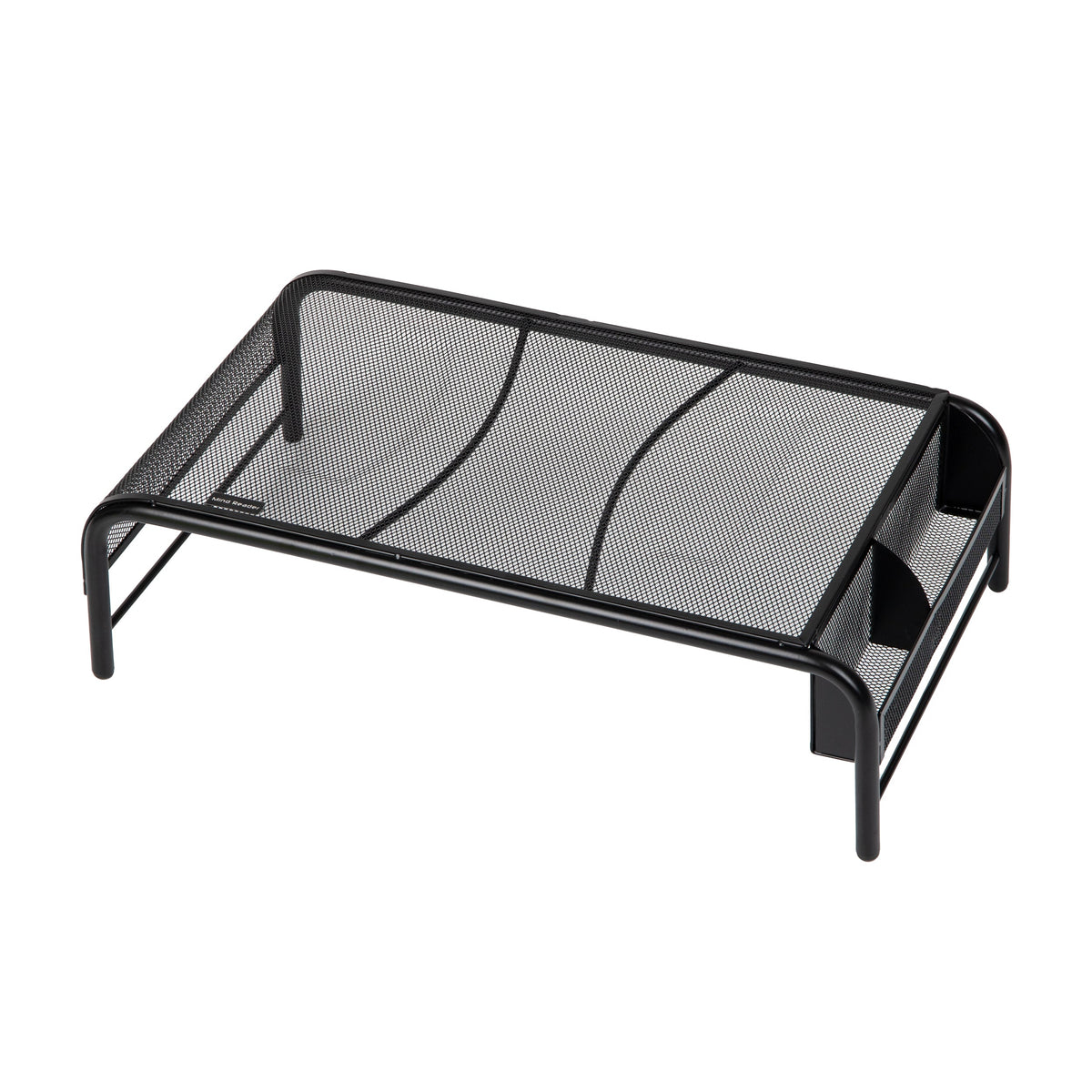 Mind Reader Metal Mesh Monitor Stand with Side Storage, Black