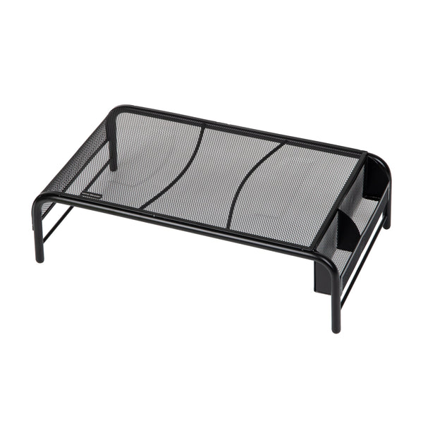 Mind Reader Metal Mesh Monitor Stand with Side Storage, Black