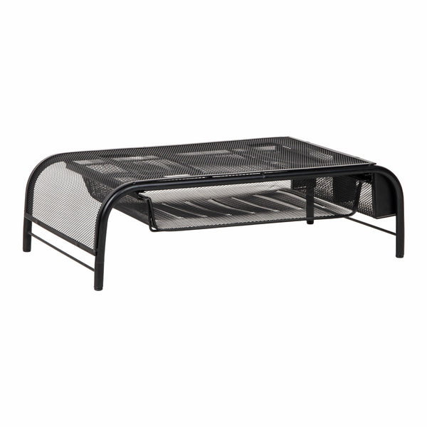 Mind Reader Metal Mesh Monitor Stand with Paper Tray, Black